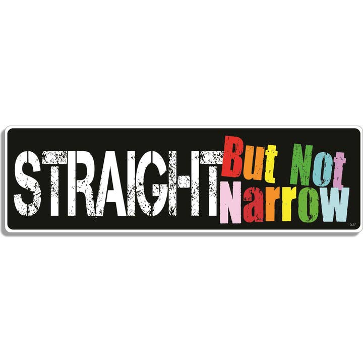 Straight, But Not Narrow - LGBT Bumper Sticker, Car Magnet for wholesale by Humper Bumper