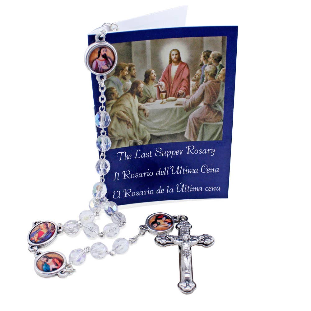 RM Trading - Wholesale Prayer Beads Necklace - Apostles Rosary Clear Crystal Beads and Booklet1