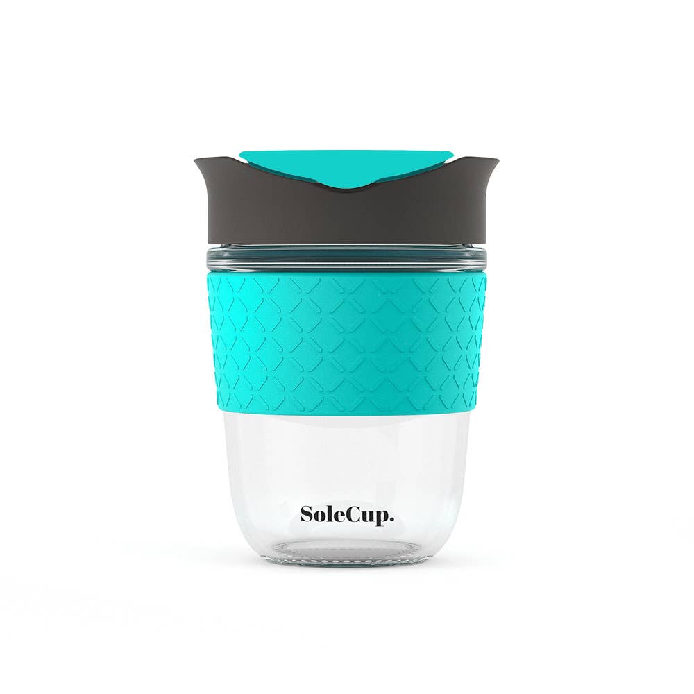 SoleCup - Venta al por mayor Vaso termo - Taza de viaje de vidrio reutilizable SoleCup - 340 ml con banda de silicona4