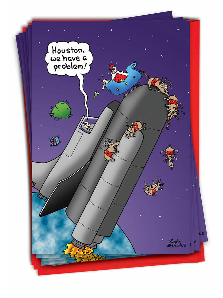 Låda med 12 julkort - Houston Vi har ett problem för wholesale av NobleWorks