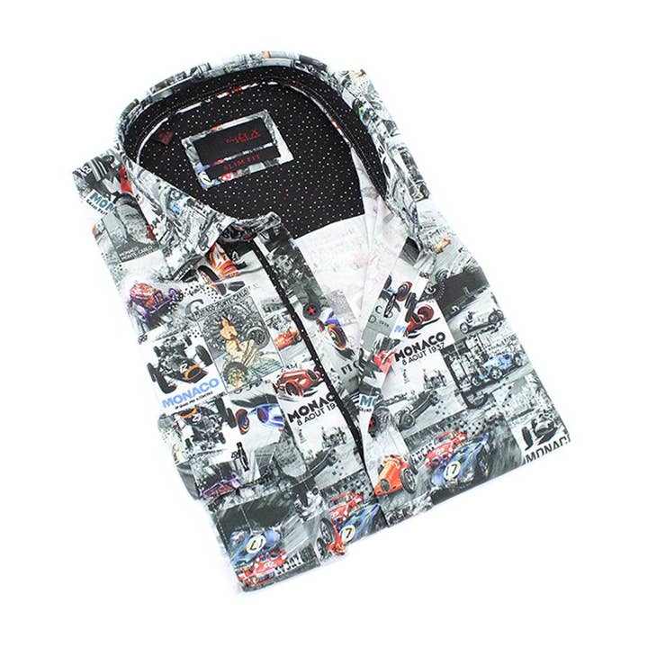 EIGHT X - Wholesale Button Down Shirt - Men's - Monaco Print Shirt