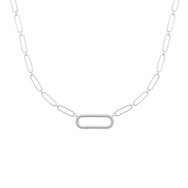 JewelryPrivateLabel Paige Collier en argent sterling 925 rhodié et zircone cubique pour la vente par Jewelry Private Label