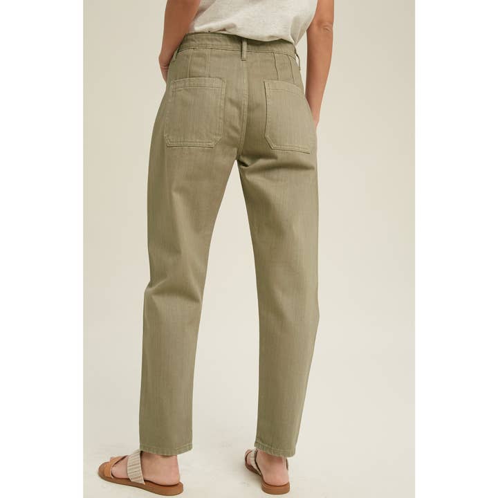 S OLIVE DENIM PANTS WITH CLASSIC 5-POCKETS AND BELT LOOP / WL21-6097 for wholesale on Faire