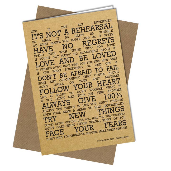 Manifeste de vie pour la vente par Close to the Bone Greeting Cards and Gifts