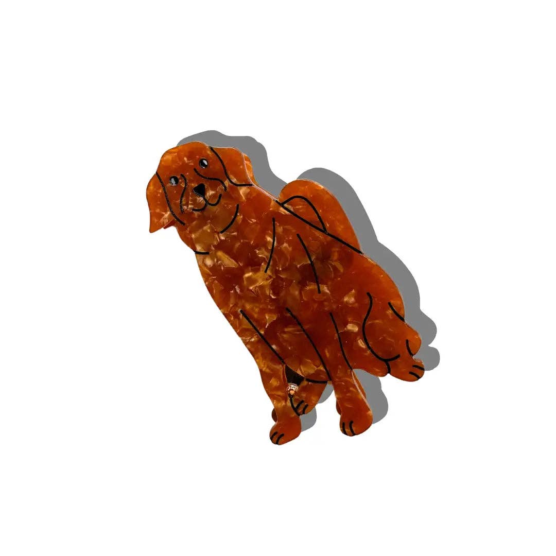 Solar Eclipse - Vente Pince à cheveux – femme - Pince à cheveux en forme de griffe de chien Golden Retriever peinte à la main | Écologique