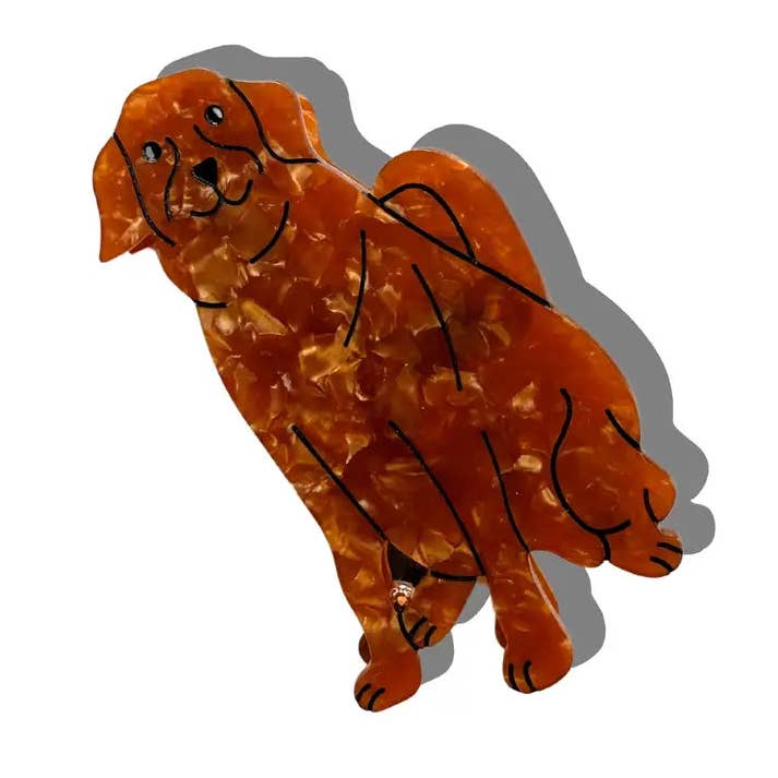 Solar Eclipse - Vente Pince à cheveux – femme - Pince à cheveux en forme de griffe de chien Golden Retriever peinte à la main | Écologique0