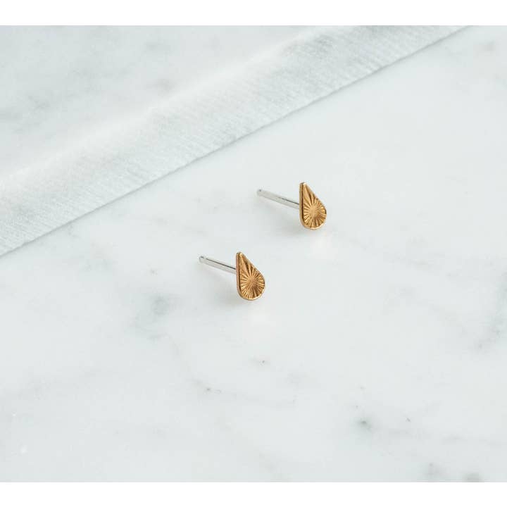 Tiny Starburst Teardrop Studs for wholesale by Michelle Starbuck Designs