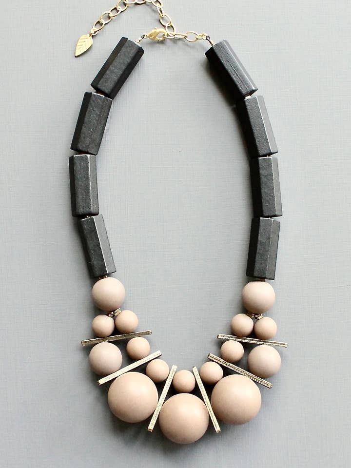 LEX518 Sort og kastanjefarvet kuglehalskæde for engroshandel hos David Aubrey Jewelry