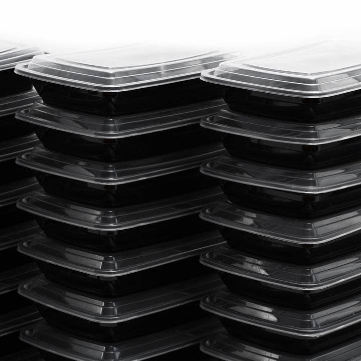 EcoQuality - Wholesale Food Storage Container - 28Oz Black Microwavable Food Storage Rectangular Meal Prep2