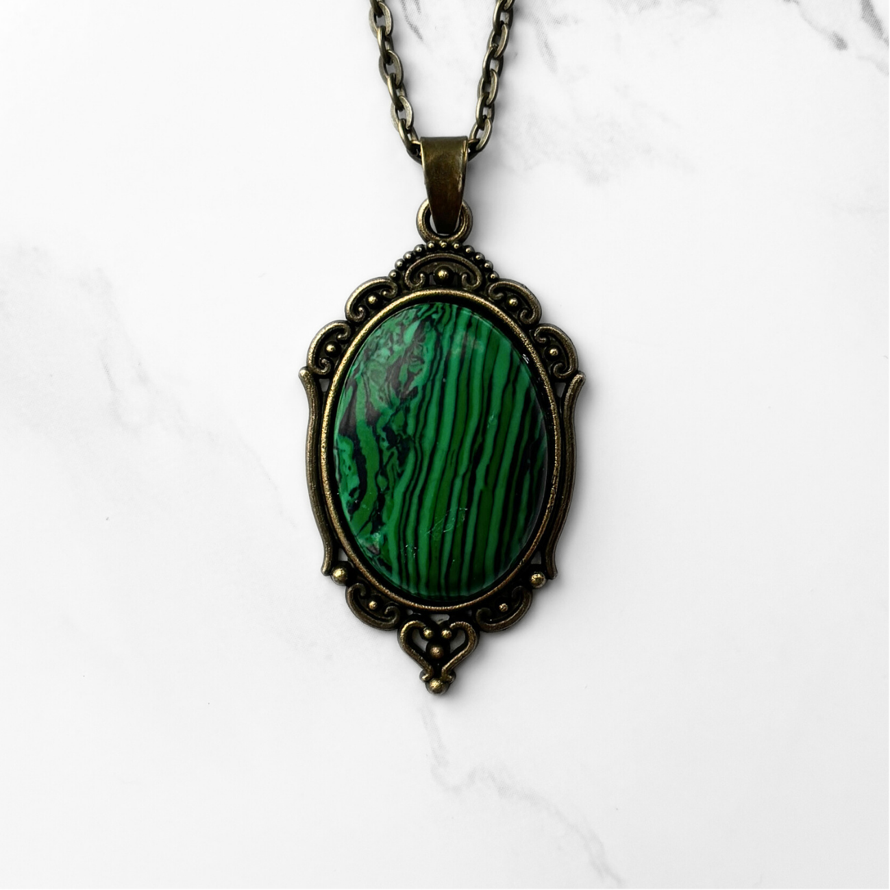 The Poison Path - Wholesale Pendant/Charm Necklace - Malachite Pendant Necklace | Antique Gold or Silver5