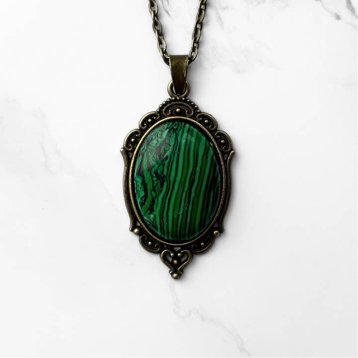 The Poison Path - Wholesale Pendant/Charm Necklace - Malachite Pendant Necklace | Antique Gold or Silver5