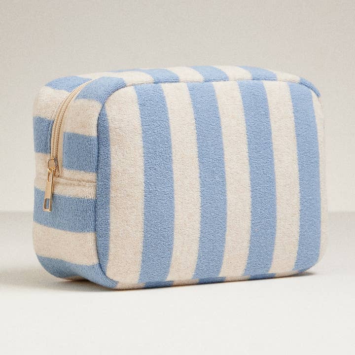 Stribet frottéstof rejsetaske for engroshandel hos Frem