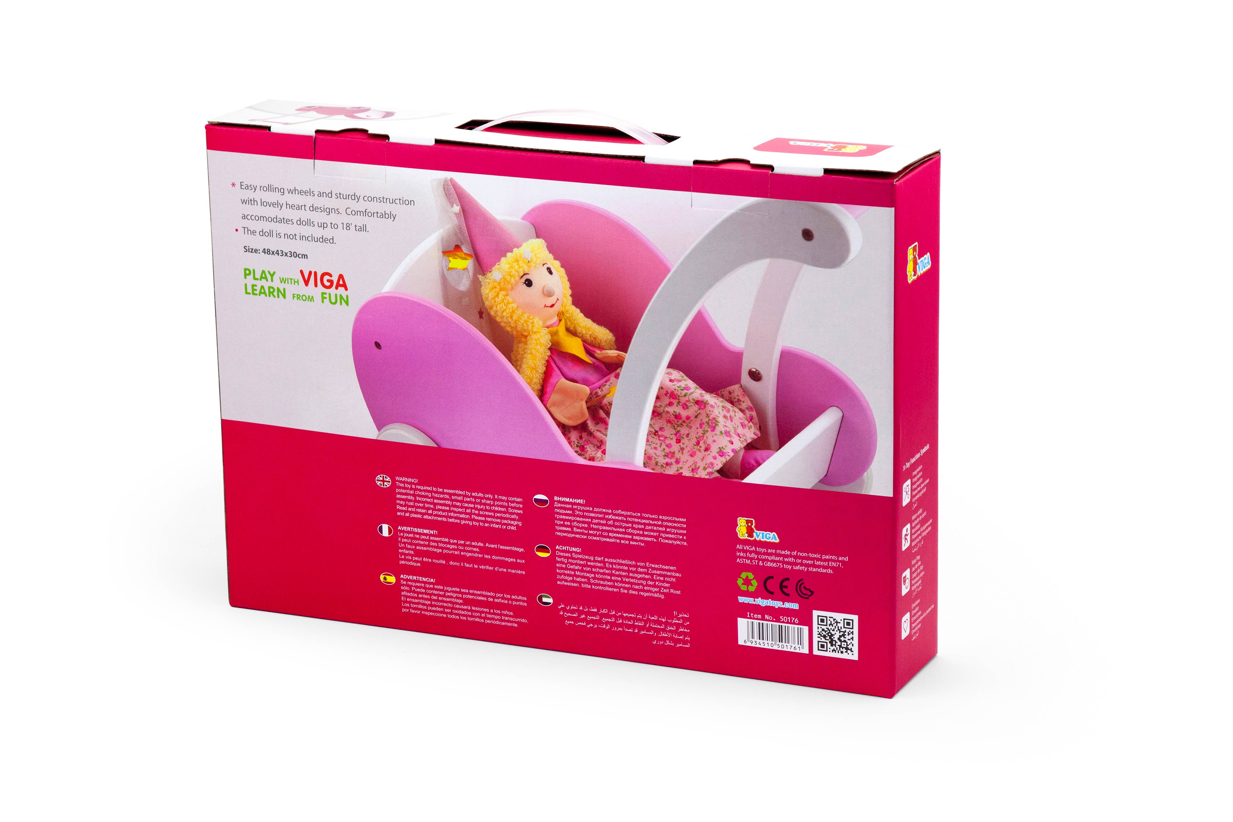 Trade Toys Limited – wholesale Träleksak - Barn – Viga Rosa Docka Buggy5