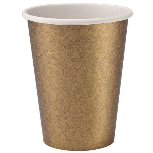 EcoQuality - Wholesale Disposable Cup - Textures 9oz Gold Cups – Elegant Disposable Drinkware for Any Occasion
