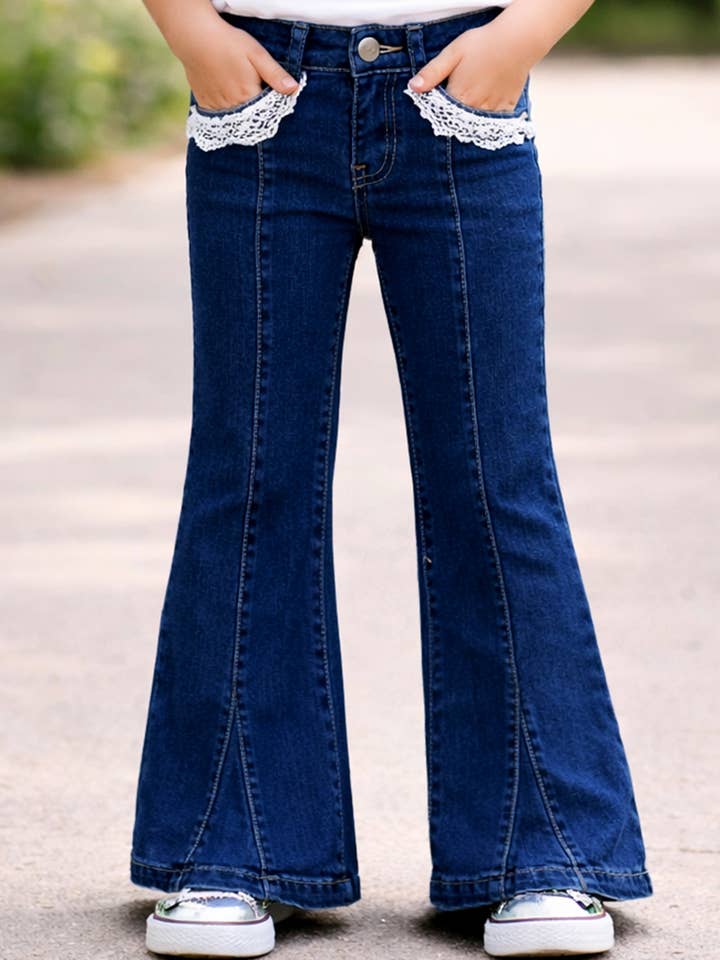GDP-M26-89488B Flickas Flare Leg Denimjeans med Virkning för wholesale av Cutie Patootie Clothing