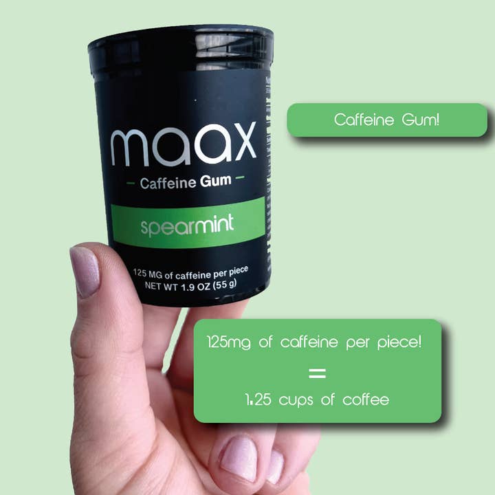 Maax Caffeine Gum - Wholesale Chewing Gum - Maax Caffeine Gum | 125mg per piece | 25 pieces per bottle3