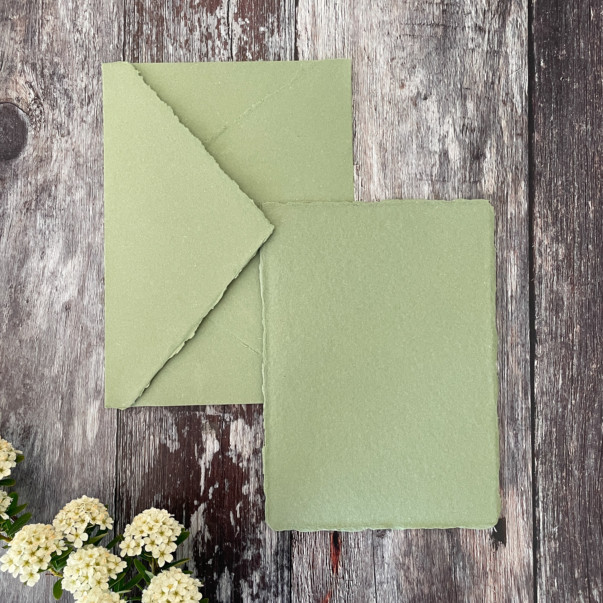 The Natural Paper Company – wholesale Envelopes – Sage Green Handmade Paper Envelope | Recycled Cotton Rag4