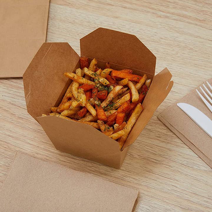 EcoQuality - Wholesale Food Storage Container - 26Oz Kraft Folded Paper Take Out Containers - Microwavable4