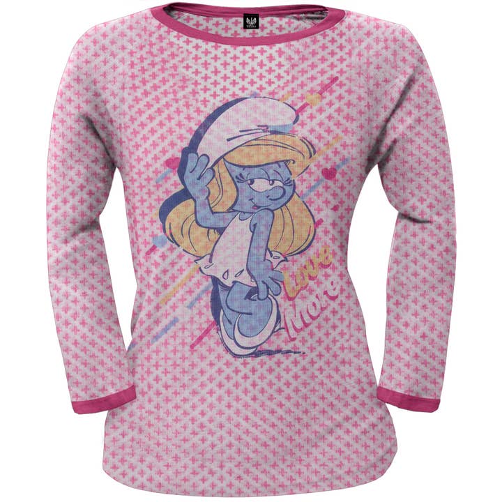 Official Store - Wholesale Screen Printed T-Shirt - Women's - Smurfs - Love More Women's Juniors Thermal Top