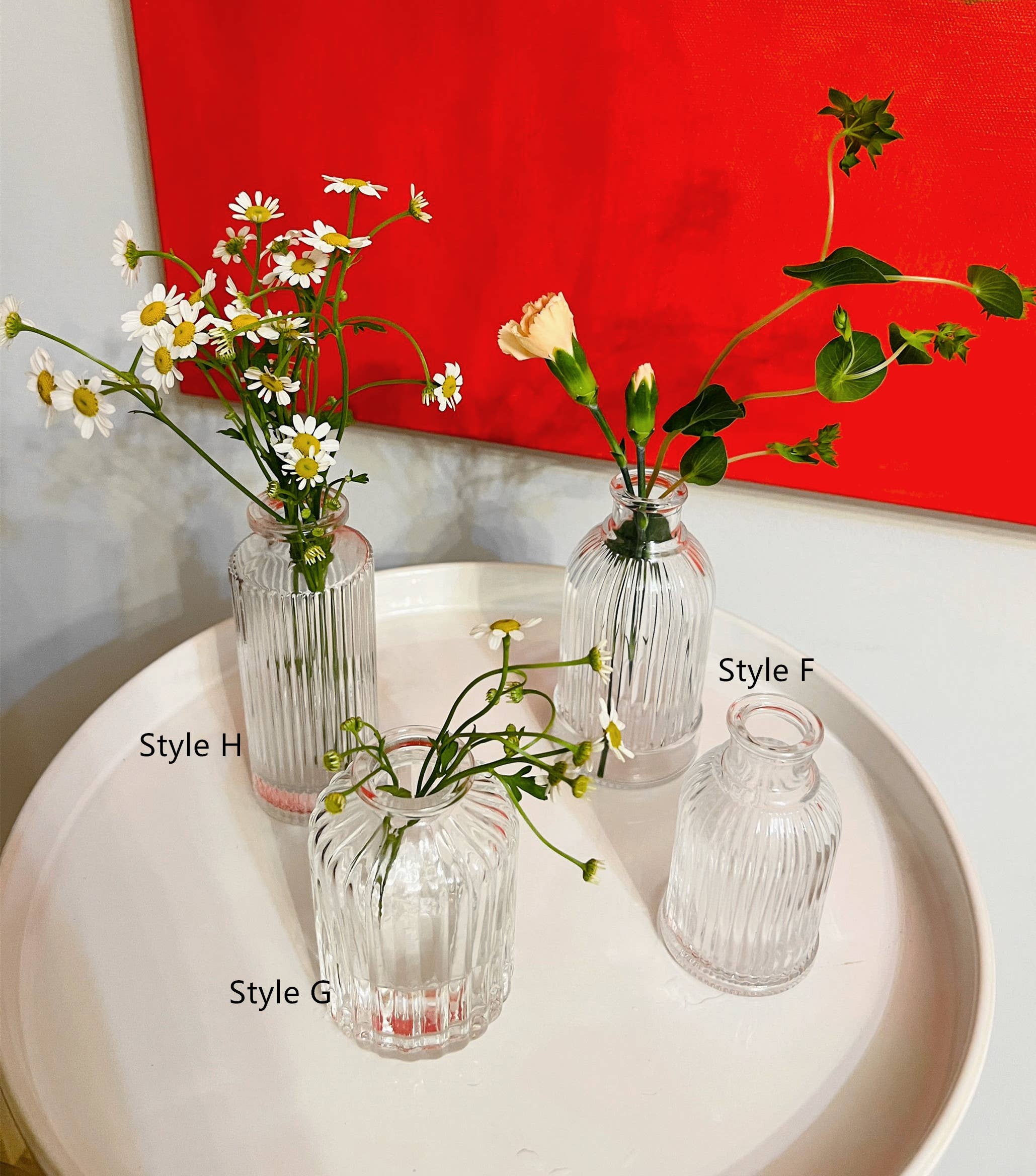 Sweet Home Deco - Wholesale Vase - Pleated Glass Bud Vase, Small Glass Vases, Clear6