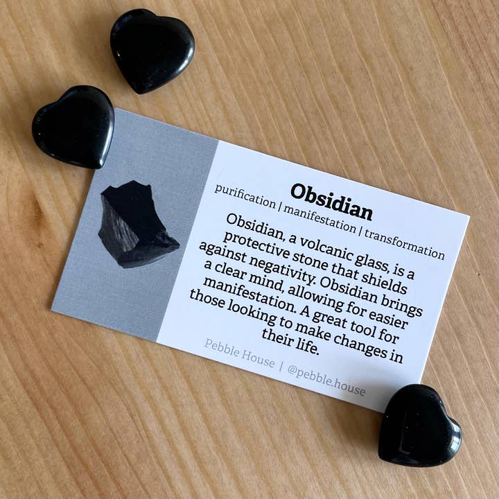 Obsidian - Crystal Info Card (50 pack) for wholesale by Pebble House