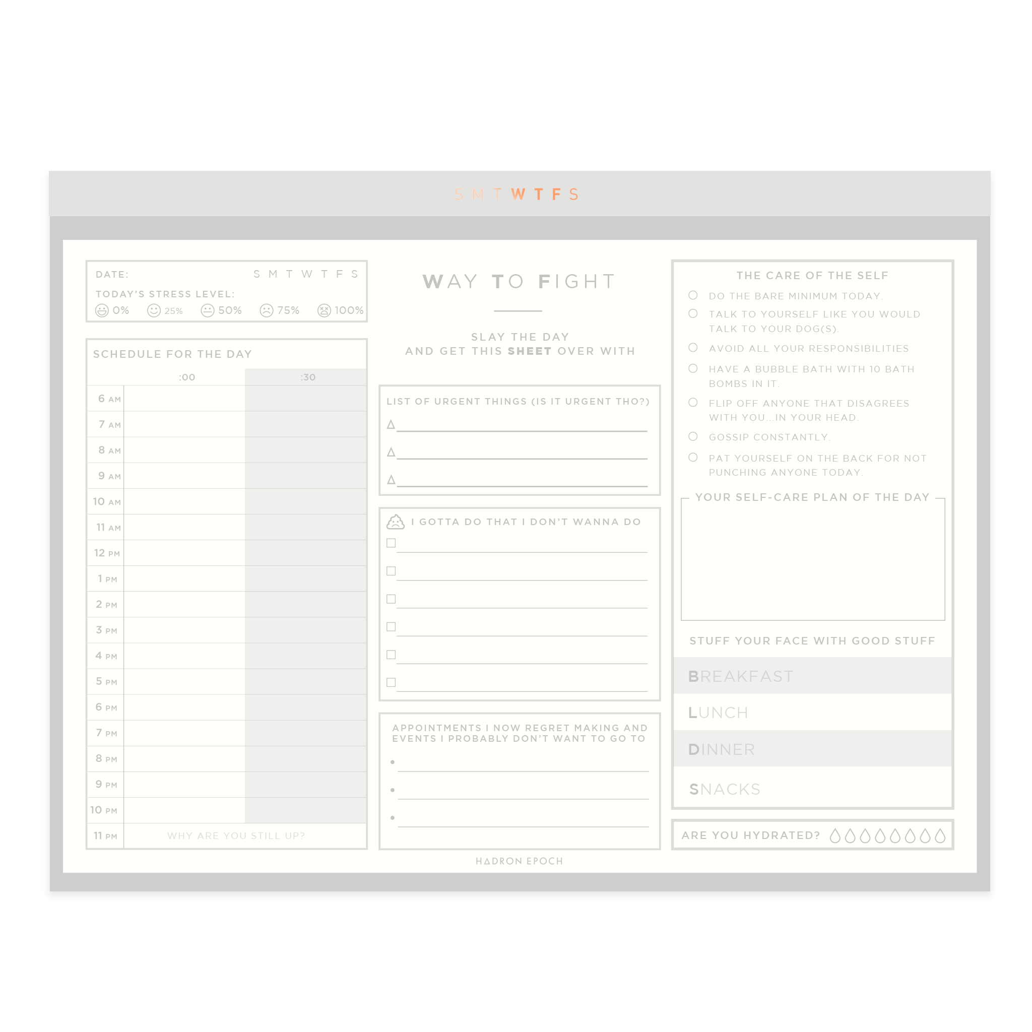 Hadron Epoch Design Studio - Wholesale Desk Pad - SMTWTFS Daily Deskpad (2 Color Available)2