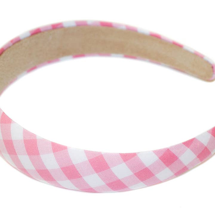 Gingham vadderad 3 cm Alice Band - HAB357 ROSA för wholesale av Hepburn & Co.