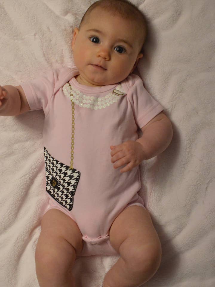 Sara Kety Baby & Kids - Wholesale Bodysuit (Non-Footed) - Baby - Houndstooth Bag Onesie - Pink