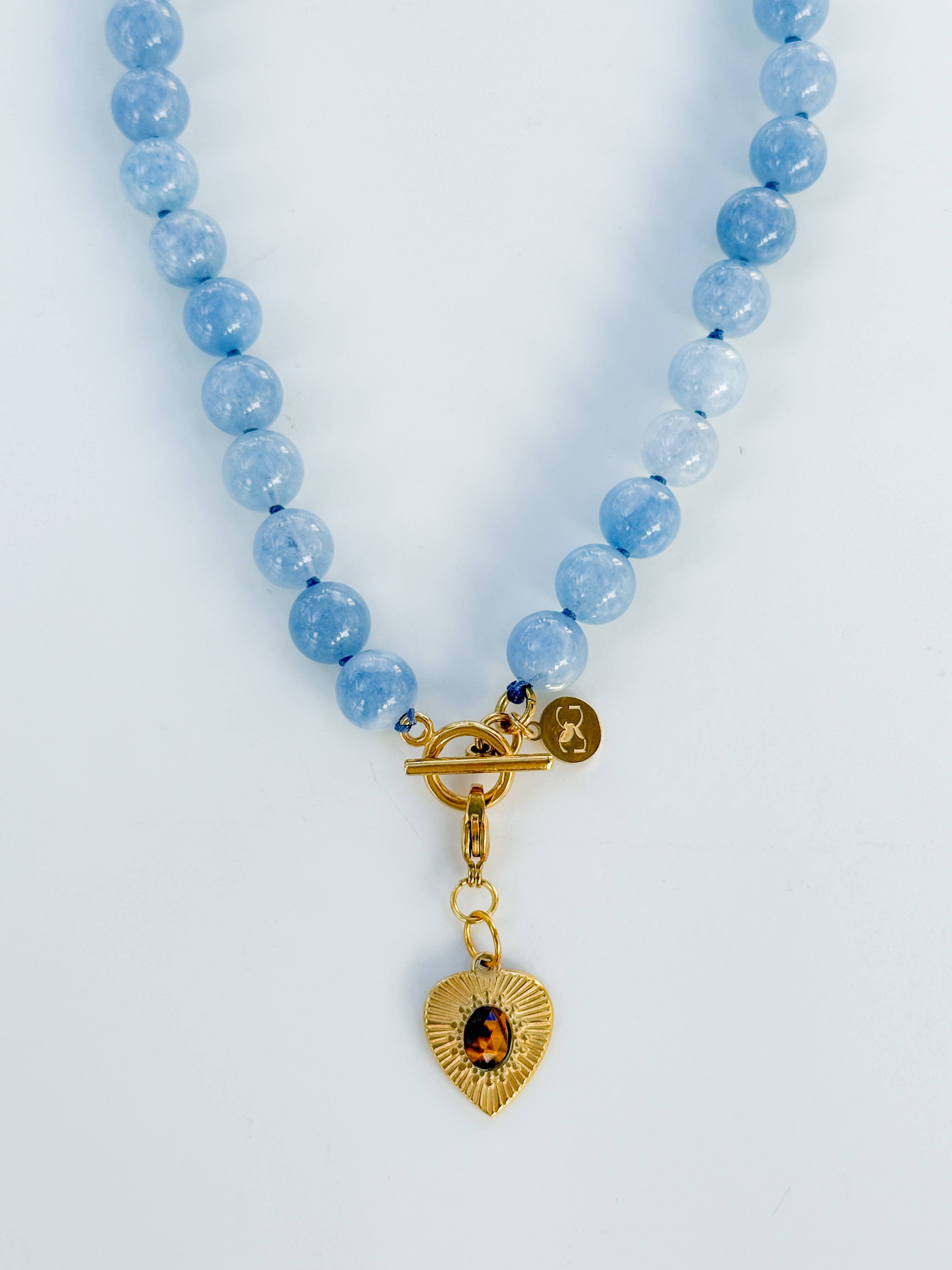 Gaby & Grace - Wholesale Beaded/Pearl Necklace - Blue Aquamarine Gemstone Knotted Necklace1