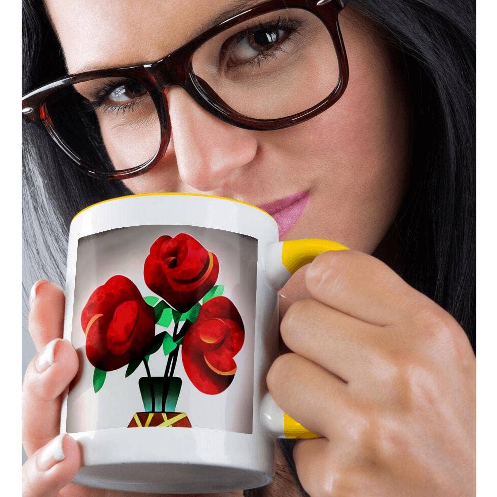 3dRose - Vendita all'ingrosso Tazza - 3dRose, Arte Deco Rose Rosse In Vaso Arte Astratta, Tazza1