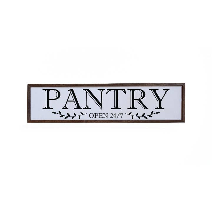 Pantry Open 24-7 Kitchen Sign - 24x6 for wholesale by Driftless Studios