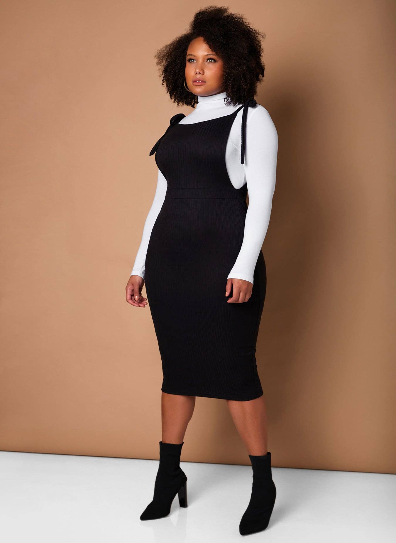 Black Timeless Overall Bodycon Midi Dress for wholesale on Faire1