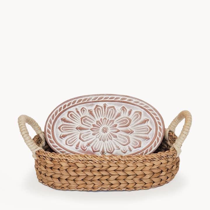 KORISSA - Wholesale Baking Dish - Handmade Bread Warmer & Wicker Basket - Flower1