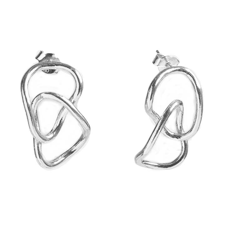 Interlinked silver earrings for wholesale by Elina Briede Jewelry