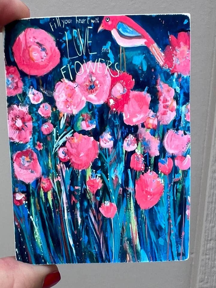 Rosa Wildblumen mit Vogelmagnet für den Großhandel von Sunshine Girl Designs