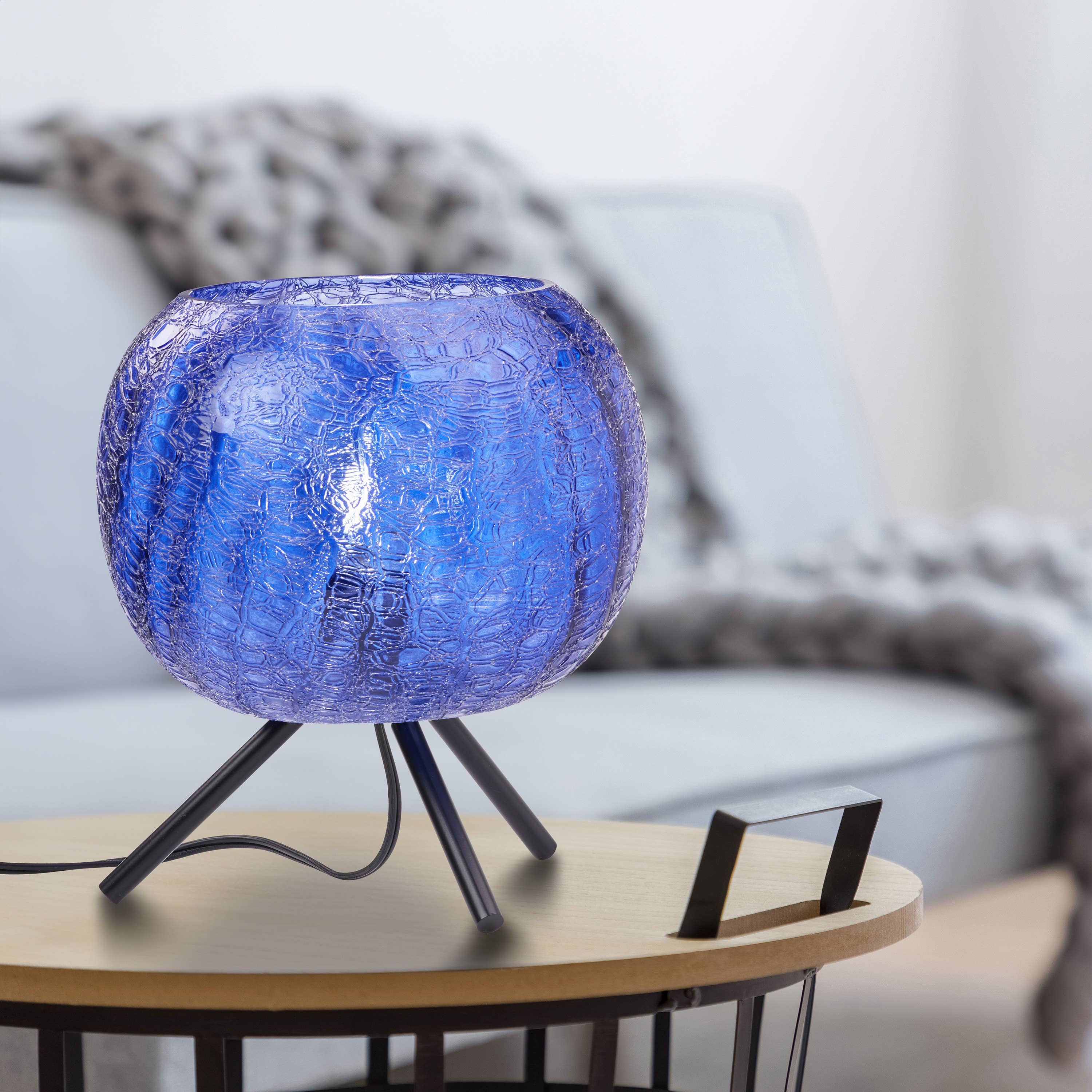 River of Goods - Wholesale Accent/Desk Lamp - 11.5"H Libby Tripod Table Lamp with Blue Glass Globe Shade6