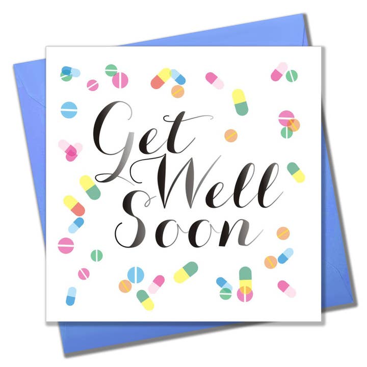 Get Well Card, Pills, Get Well Soon for wholesale by Claire Giles Ltd