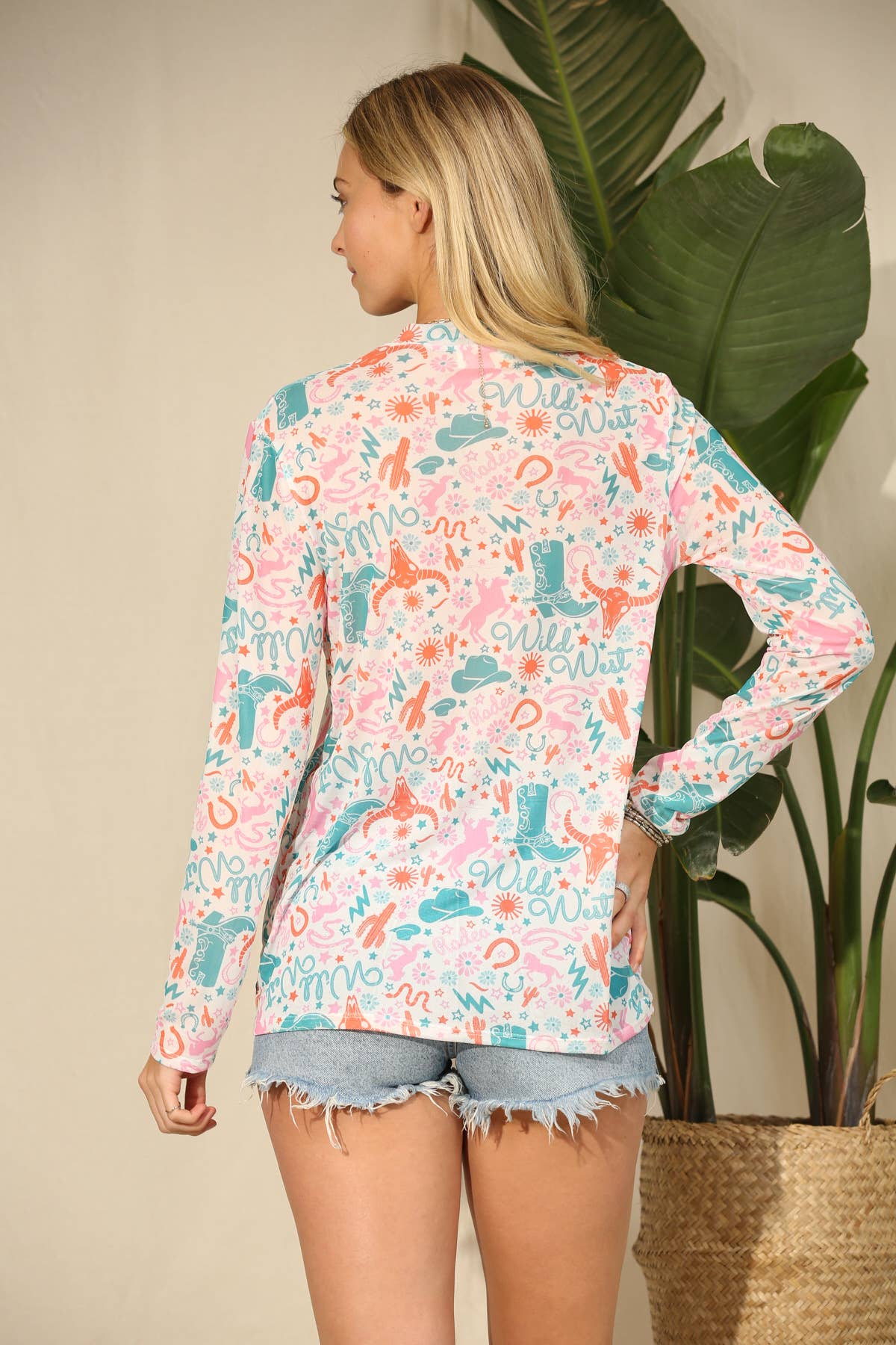 TURKIS/PINK AV1230-SIDNEY VILDE VEST LANGHORN PRINT MESH TOP for engroshandel på Faire8