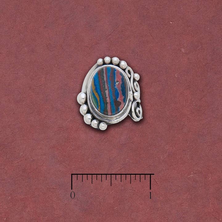 Rainbow Calsilica w/ Silver Beads Ring for wholesale by Tidepool