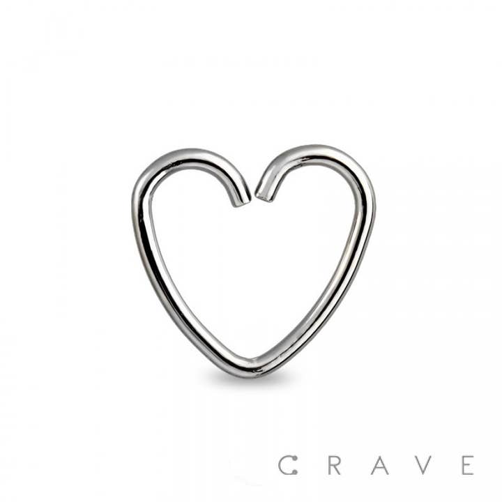 CRAVE BODY JEWELRY - Wholesale Nose Ring - 316L SS HEART SHAPE NOSE HOOP RING