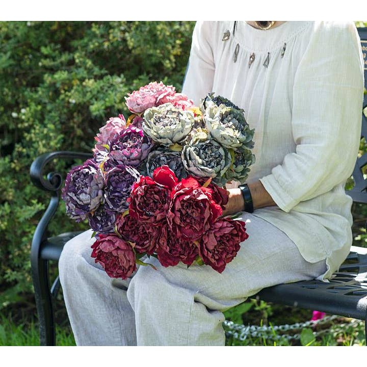 Abbott - Wholesale Artificial Flowers - Large 7 Open Peony Bouquet-Pink-17"L2