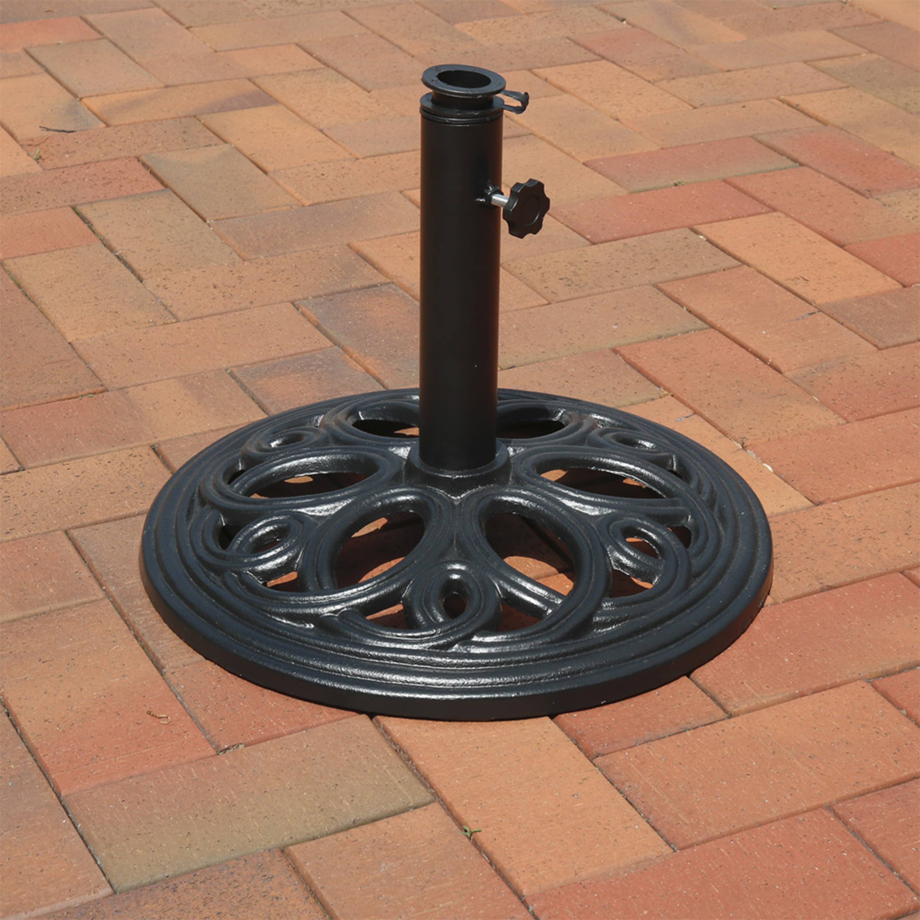 Sunnydaze Decor - Wholesale Patio Umbrella - 18 in Decorative Cast Iron Round Patio Umbrella Base - Black0