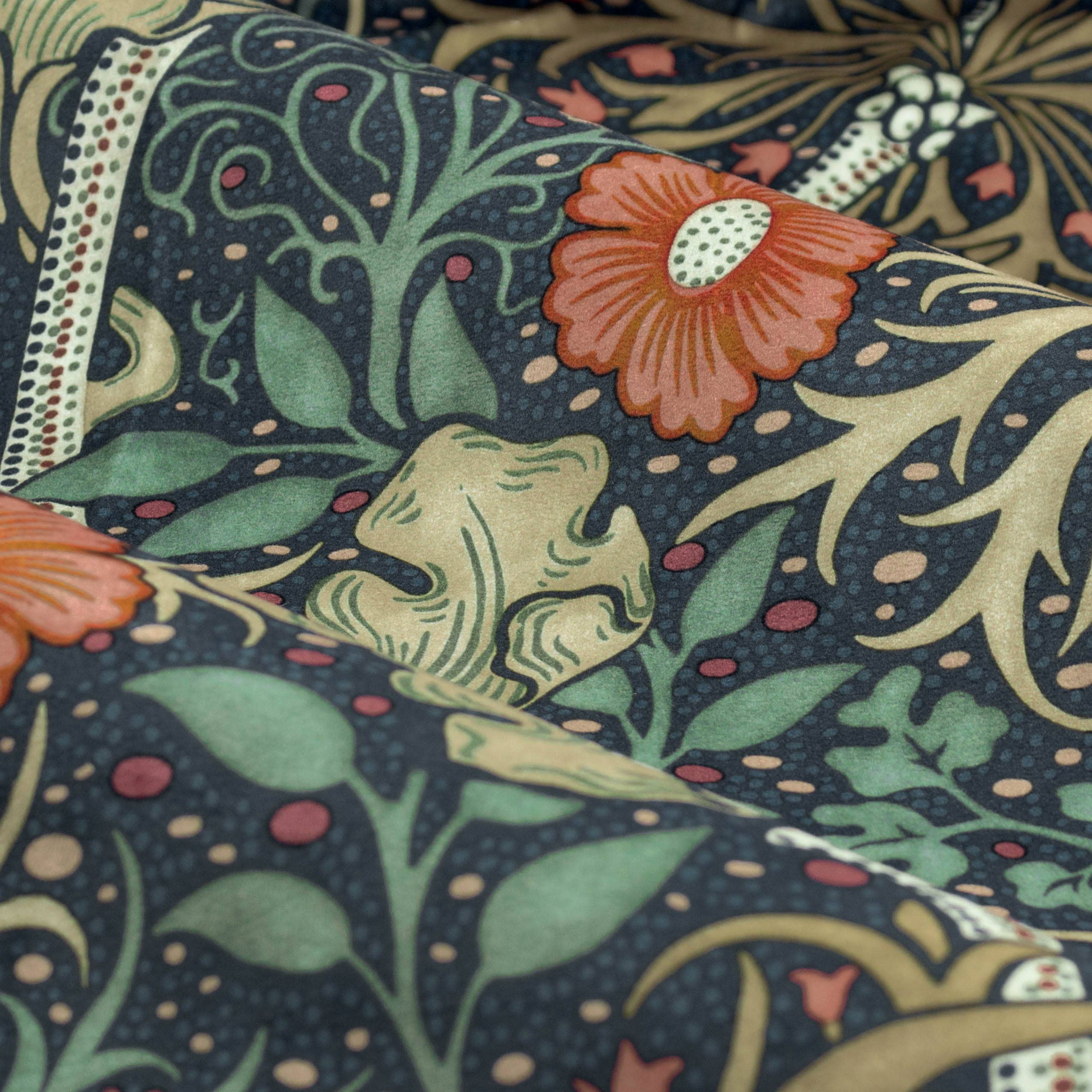 Seaweed Printed Velvet Pencil Pleat Curtains Indigo for wholesale on Faire5