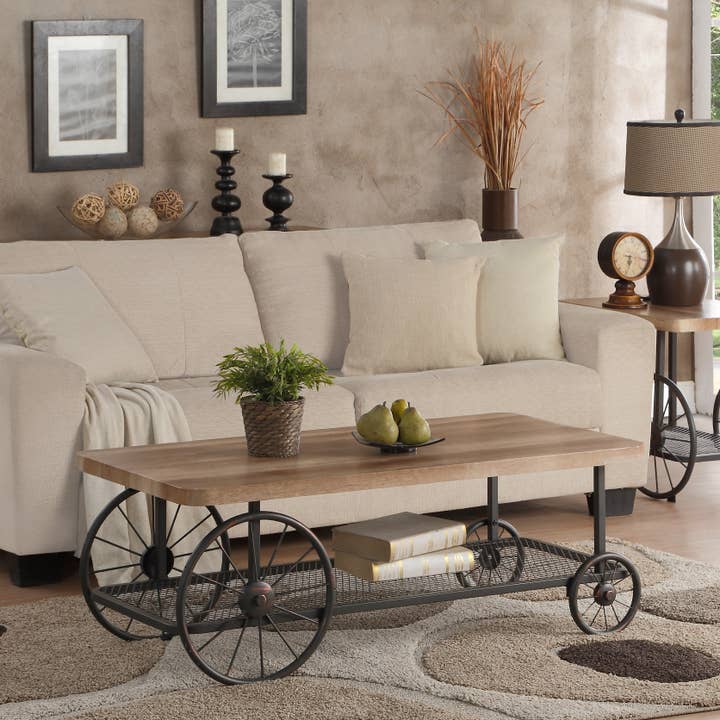 Acme Furniture Industry, Inc. - Wholesale Coffee Table - Francie Coffee Table w/ Bottom Shelf, Oak & Antique Gray4
