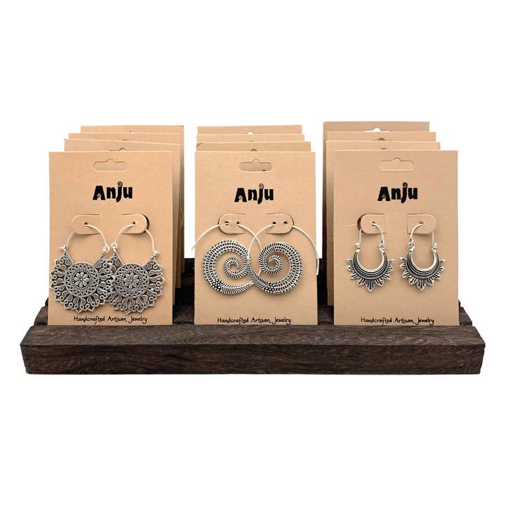 Tanvi Collection Earrings Prepack - 12 Silver, No Display for wholesale by Anju Jewelry