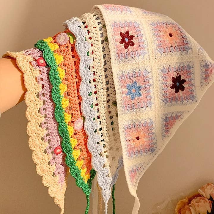 French Retro Hand-knitted Sweet Crochet Headscarf for wholesale by MKS America