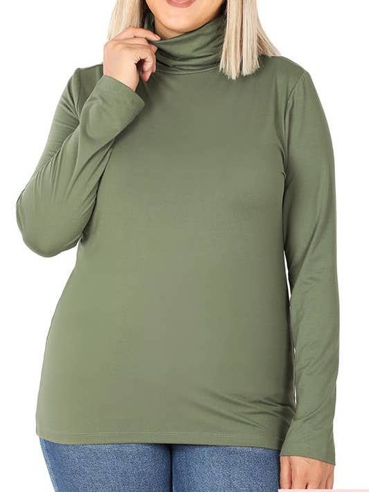 Plus Brushed Microfiber Mock Neck Top for wholesale by Vanilla Monkey