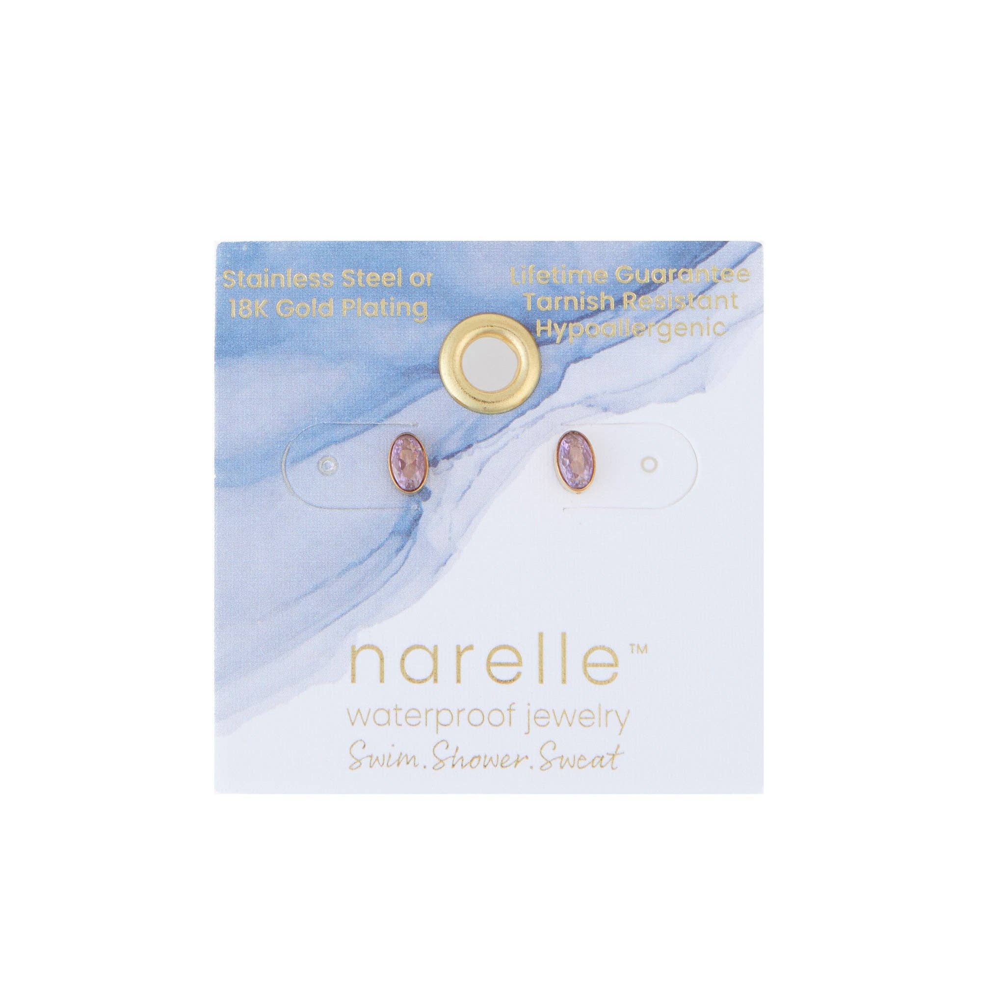 Elsie & Zoey - Wholesale Stud/Post Earrings - Waterproof Earring Narelle Oval Cubic Zirconia 18K Gold Stud8