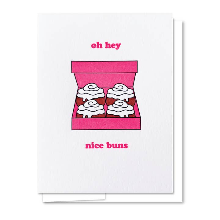 Nice Buns - Letterpress Funny Greeting Card for wholesale by Quick Brown Fox Letterpress