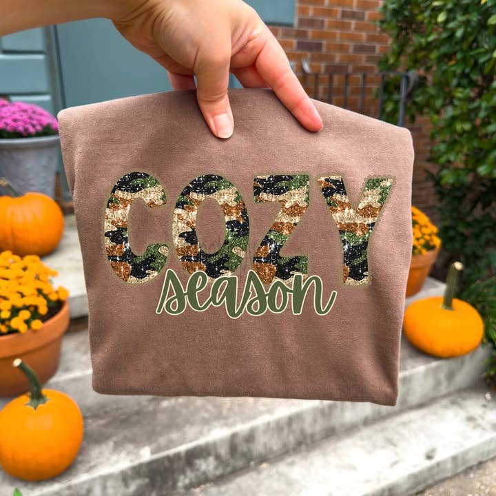 Trendy Transfers - Wholesale Sublimation Transfer - Faux Spangle Cozy Season DTF Heat Transfer